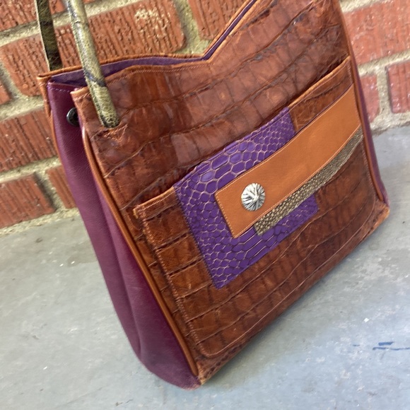 Rare James Culver Leather Croc Embossed Shoulder Bag - Picture 5 of 14